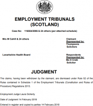 Mrs M Cahill and others v Lanarkshire Health Board: 116554/2006 and Others Schedule